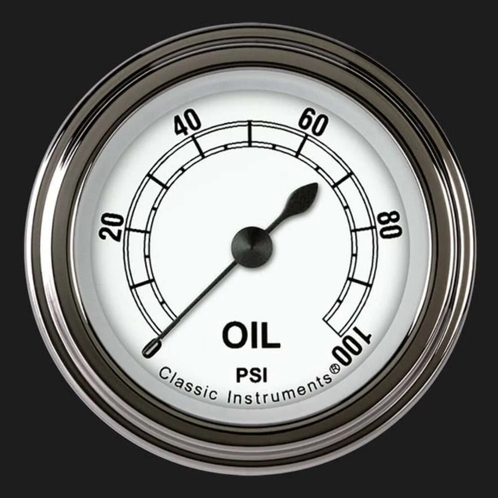 Classic White 2 1_8_ Oil Pressure Gauge CW181SLF